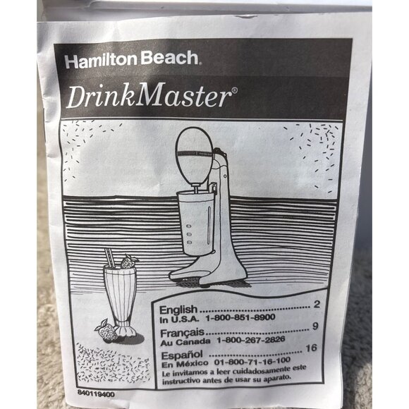 Hamilton Beach DrinkMaster Electric Drink Mixer Stainless Steel Cup Milkshake - Picture 4 of 8